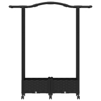 Produktbild för Upphöjd Bädd med Spaljé och Tak Svart 124 x 40 x 129 cm PP