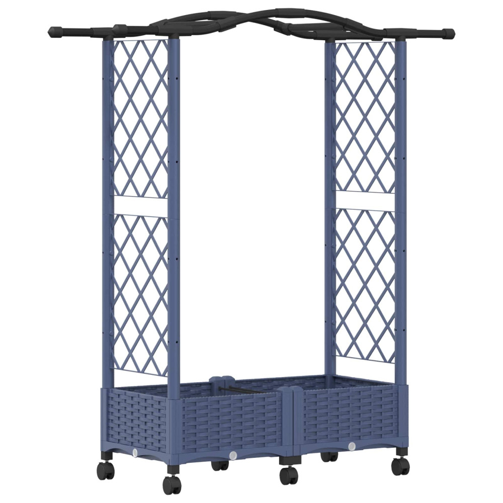 Produktbild för Upphöjd Bädd med Spaljé och Tak Grå 124 x 40 x 129 cm PP