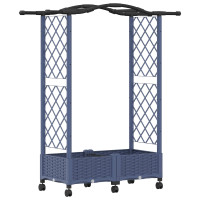 Produktbild för Upphöjd Bädd med Spaljé och Tak Grå 124 x 40 x 129 cm PP