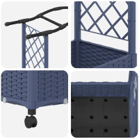Produktbild för Upphöjd Bädd med Spaljé och Tak Grå 124 x 40 x 129 cm PP