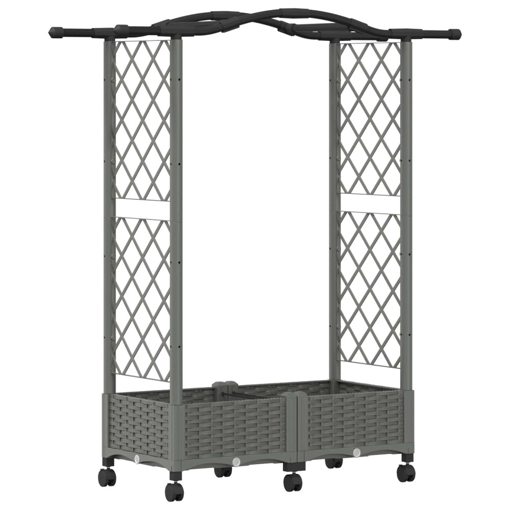 Produktbild för Upphöjd Bädd med Spaljé och Tak Ljusgrå 124 x 40 x 129 cm PP