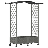 Produktbild för Upphöjd Bädd med Spaljé och Tak Ljusgrå 124 x 40 x 129 cm PP