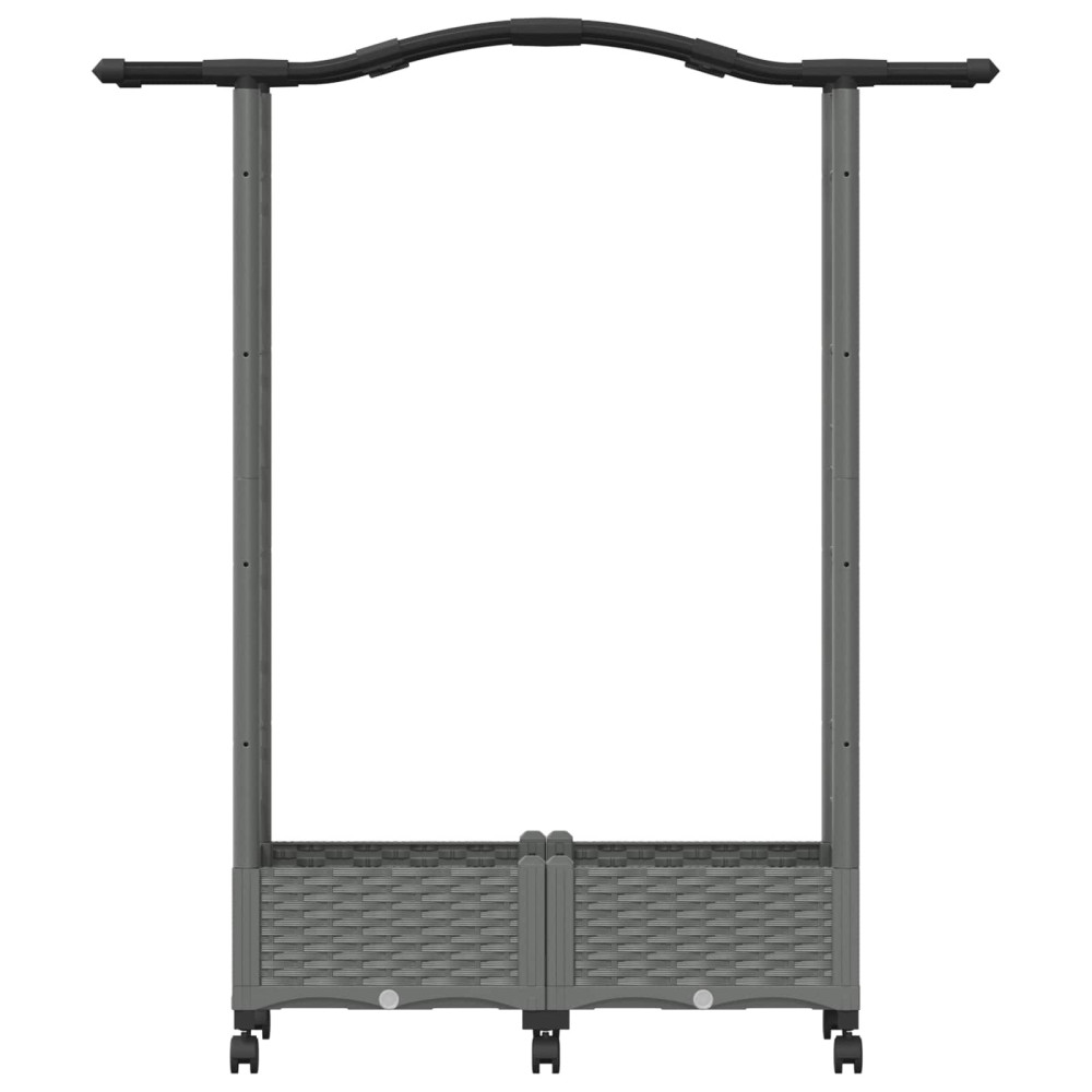 Produktbild för Upphöjd Bädd med Spaljé och Tak Ljusgrå 124 x 40 x 129 cm PP