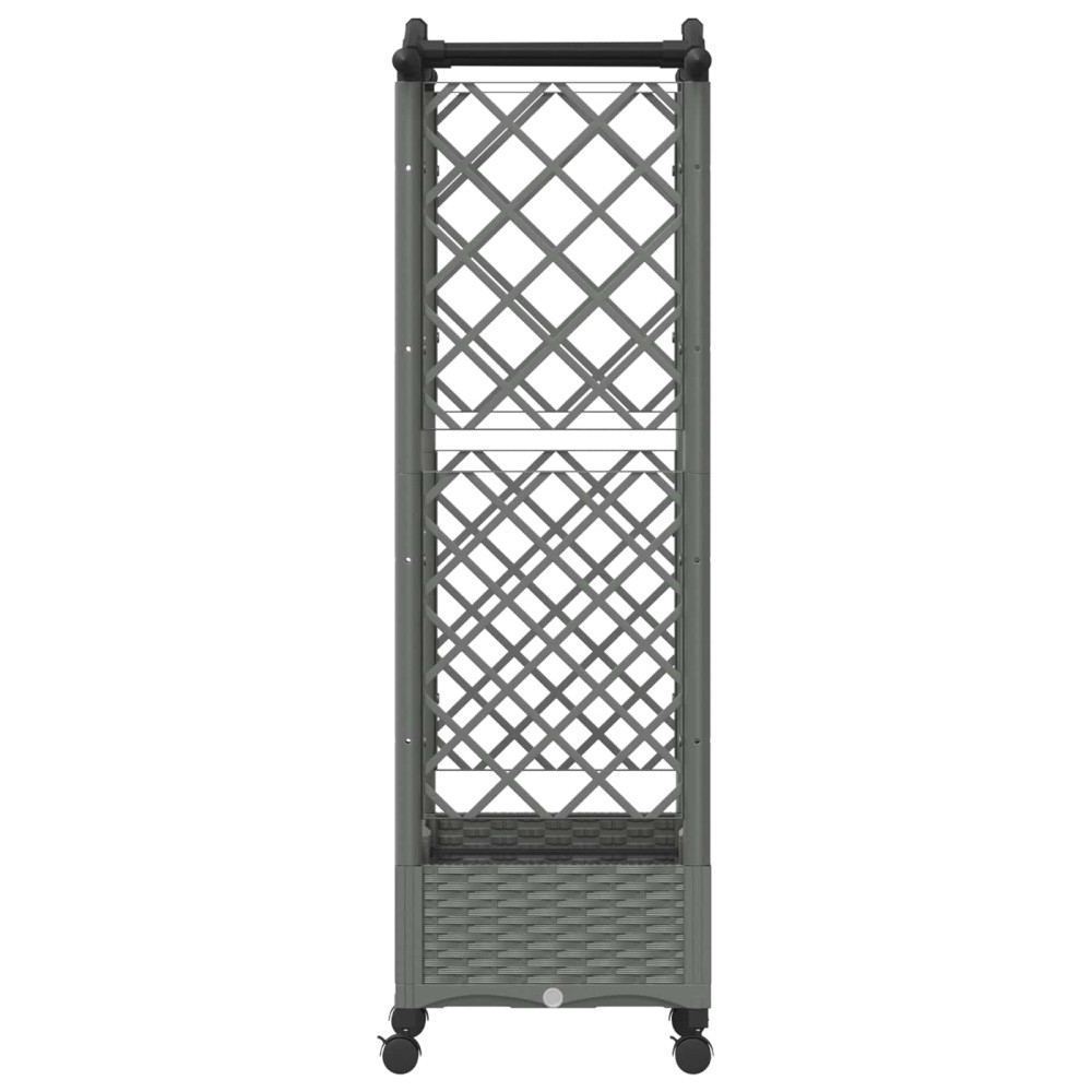 Produktbild för Upphöjd Bädd med Spaljé och Tak Ljusgrå 124 x 40 x 129 cm PP