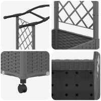 Produktbild för Upphöjd Bädd med Spaljé och Tak Ljusgrå 124 x 40 x 129 cm PP