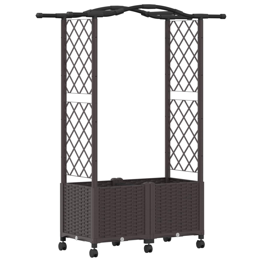 Produktbild för Upphöjd Bädd med Spaljé och Tak Brun 125 x 40 x 144 cm PP