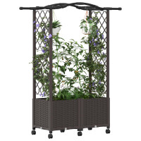 Produktbild för Upphöjd Bädd med Spaljé och Tak Brun 125 x 40 x 144 cm PP