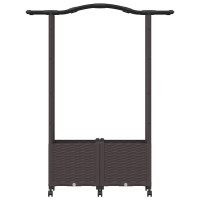 Produktbild för Upphöjd Bädd med Spaljé och Tak Brun 125 x 40 x 144 cm PP