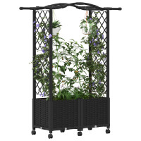 Produktbild för Upphöjd Bädd med Spaljé och Tak Svart 125 x 40 x 144 cm PP