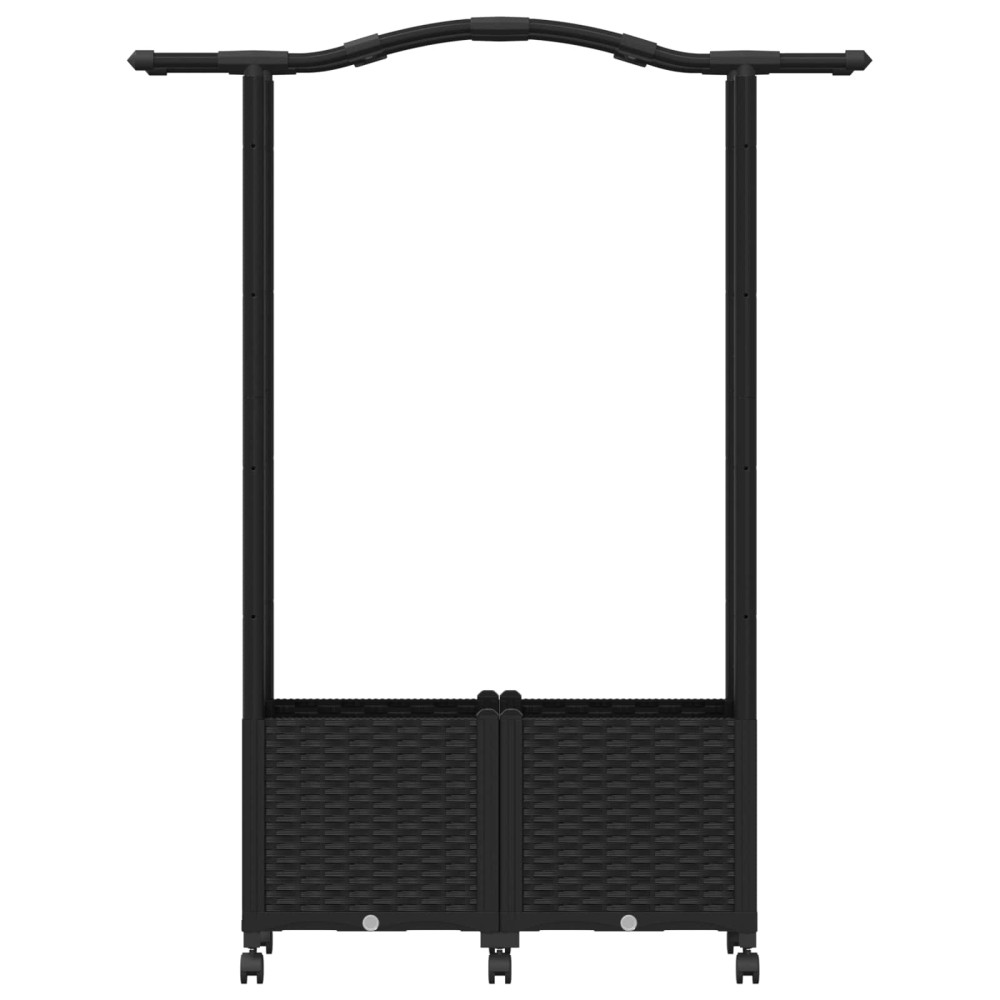 Produktbild för Upphöjd Bädd med Spaljé och Tak Svart 125 x 40 x 144 cm PP