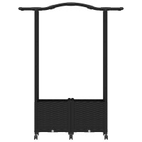 Produktbild för Upphöjd Bädd med Spaljé och Tak Svart 125 x 40 x 144 cm PP