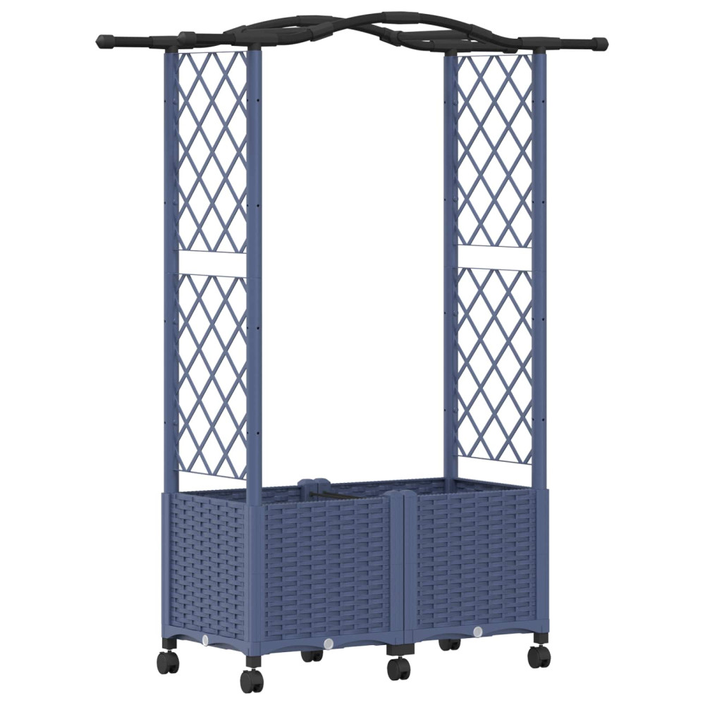 Produktbild för Upphöjd Bädd med Spaljé och Tak Grå 125 x 40 x 144 cm PP