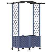 Produktbild för Upphöjd Bädd med Spaljé och Tak Grå 125 x 40 x 144 cm PP