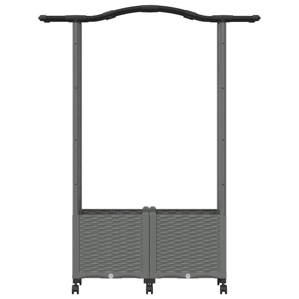 Produktbild för Upphöjd Bädd med Spaljé och Tak Ljusgrå 125 x 40 x 144 cm PP