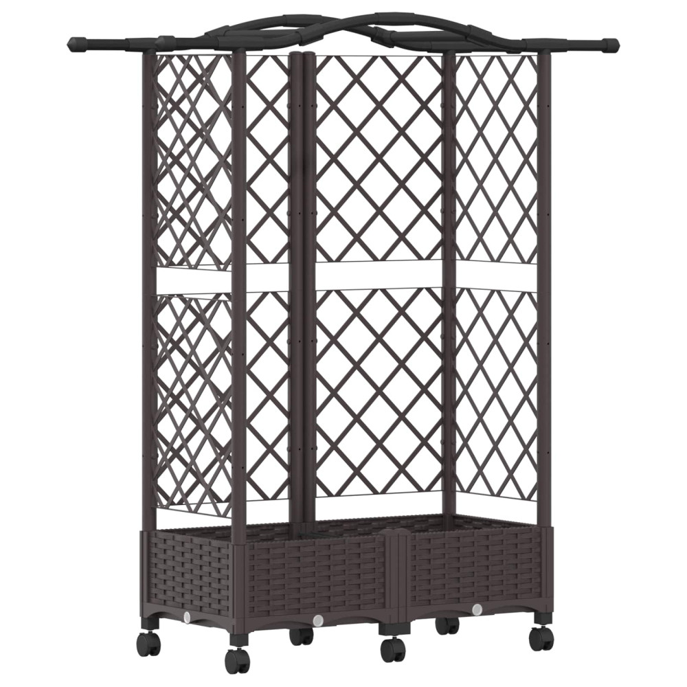 Produktbild för Upphöjd Bädd med Spaljé och Tak Brun 124 x 40 x 129 cm PP