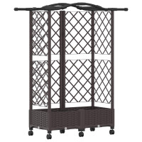 Produktbild för Upphöjd Bädd med Spaljé och Tak Brun 124 x 40 x 129 cm PP