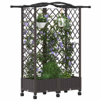 Produktbild för Upphöjd Bädd med Spaljé och Tak Brun 124 x 40 x 129 cm PP