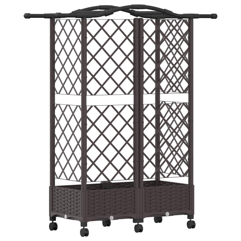 Produktbild för Upphöjd Bädd med Spaljé och Tak Brun 124 x 40 x 129 cm PP