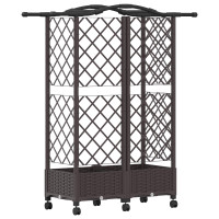 Produktbild för Upphöjd Bädd med Spaljé och Tak Brun 124 x 40 x 129 cm PP