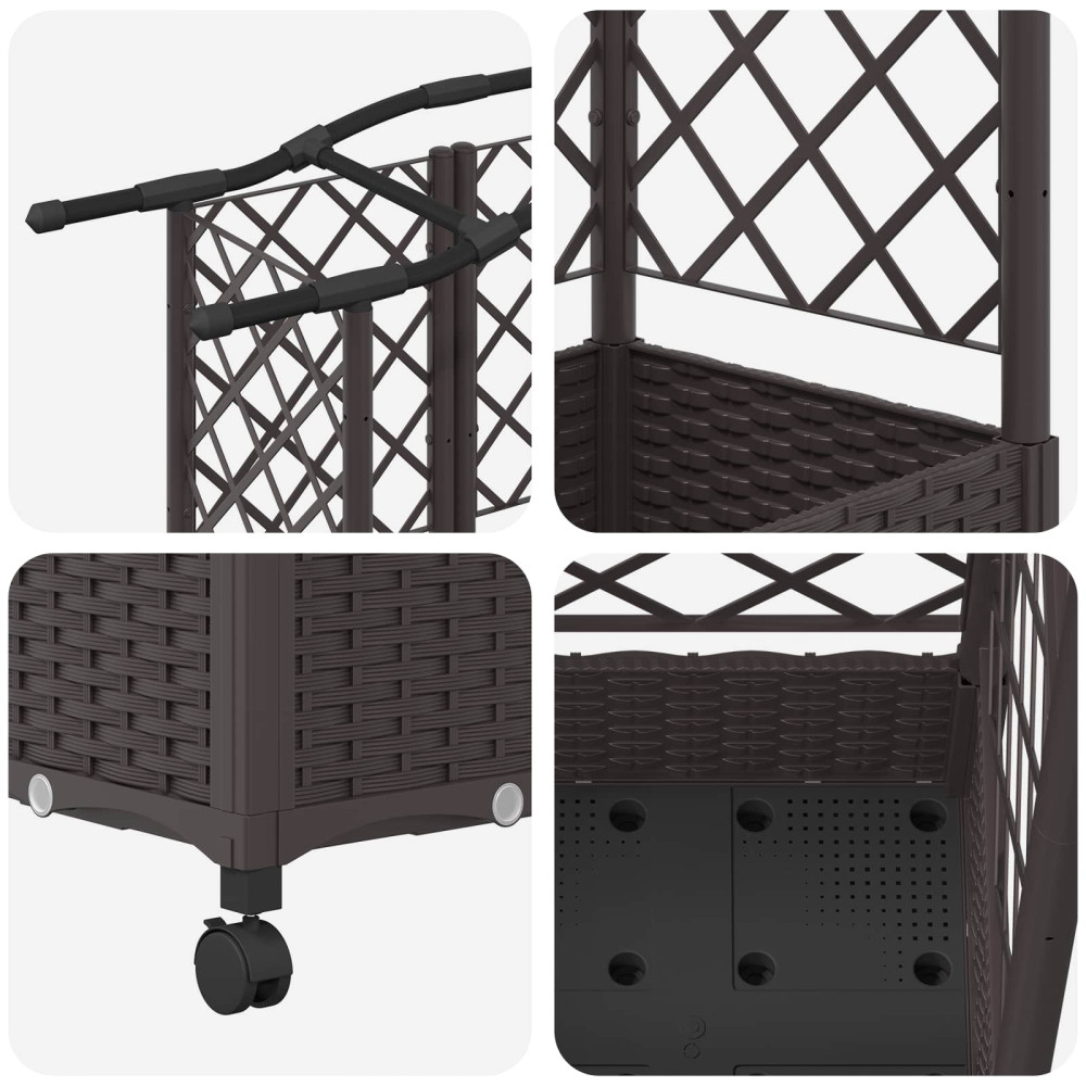 Produktbild för Upphöjd Bädd med Spaljé och Tak Brun 124 x 40 x 129 cm PP