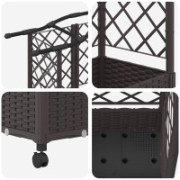 Produktbild för Upphöjd Bädd med Spaljé och Tak Brun 124 x 40 x 129 cm PP