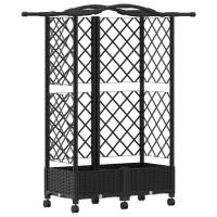 Produktbild för Upphöjd Bädd med Spaljé och Tak Svart 124 x 40 x 129 cm PP