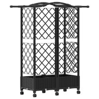 Produktbild för Upphöjd Bädd med Spaljé och Tak Svart 124 x 40 x 129 cm PP
