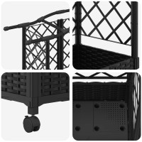 Produktbild för Upphöjd Bädd med Spaljé och Tak Svart 124 x 40 x 129 cm PP