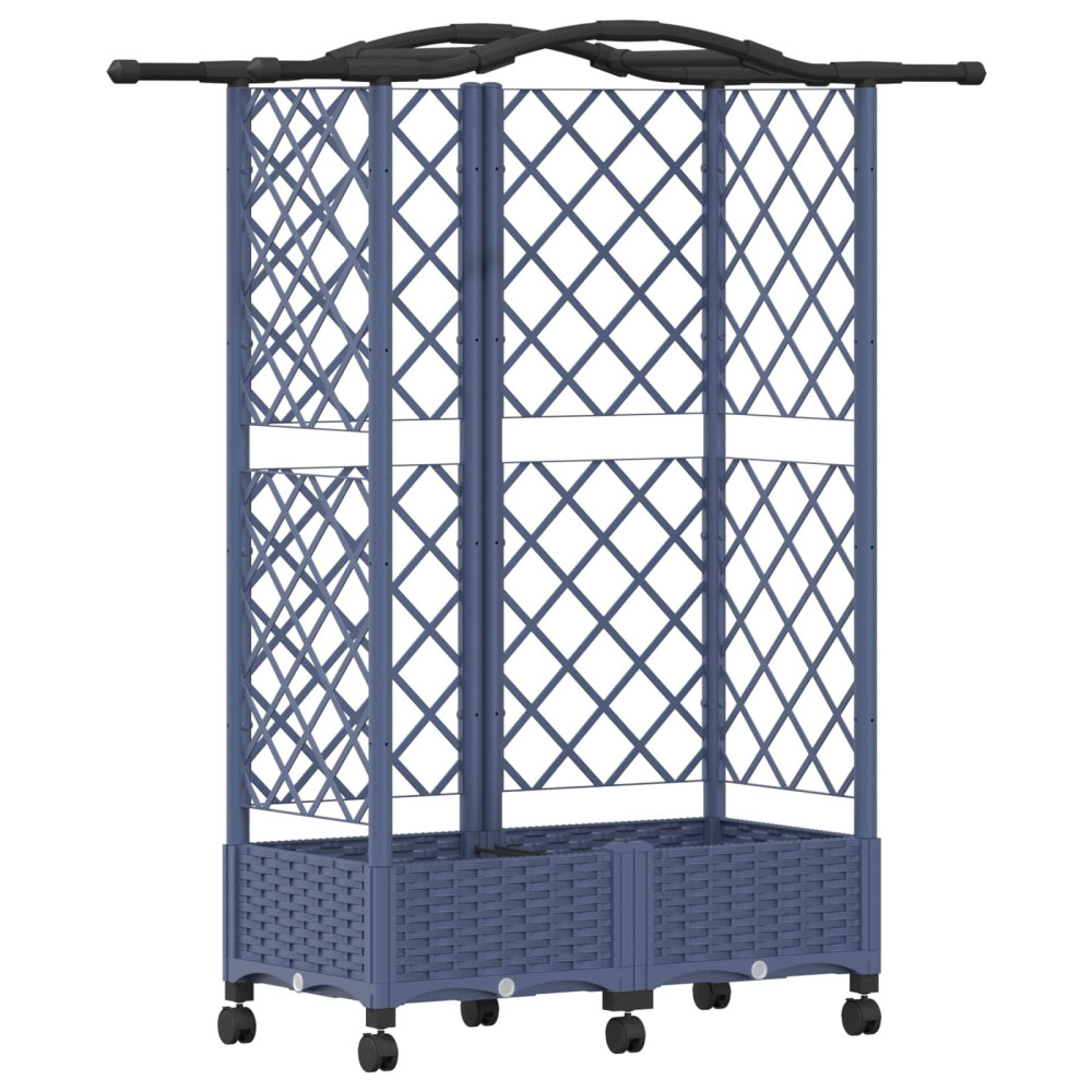 Produktbild för Upphöjd Bädd med Spaljé och Tak Grå 124 x 40 x 129 cm PP