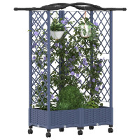 Produktbild för Upphöjd Bädd med Spaljé och Tak Grå 124 x 40 x 129 cm PP