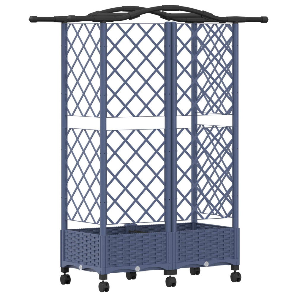 Produktbild för Upphöjd Bädd med Spaljé och Tak Grå 124 x 40 x 129 cm PP