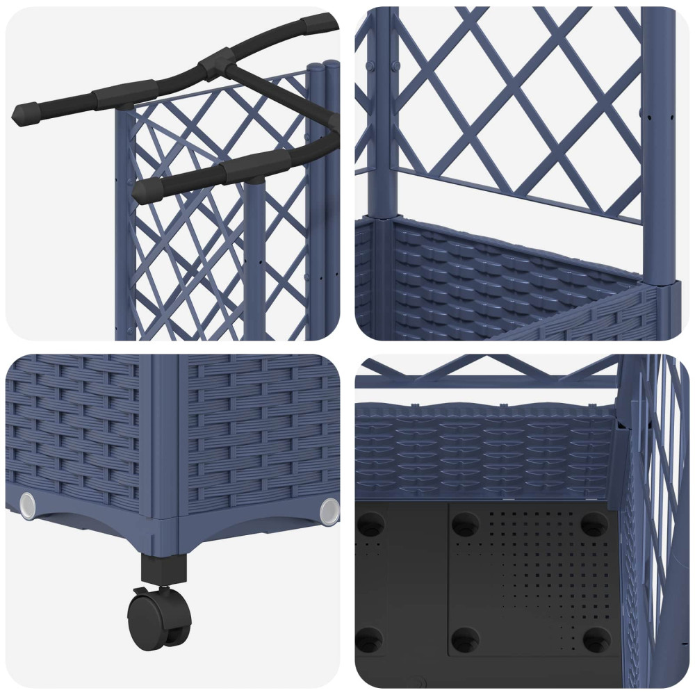 Produktbild för Upphöjd Bädd med Spaljé och Tak Grå 124 x 40 x 129 cm PP
