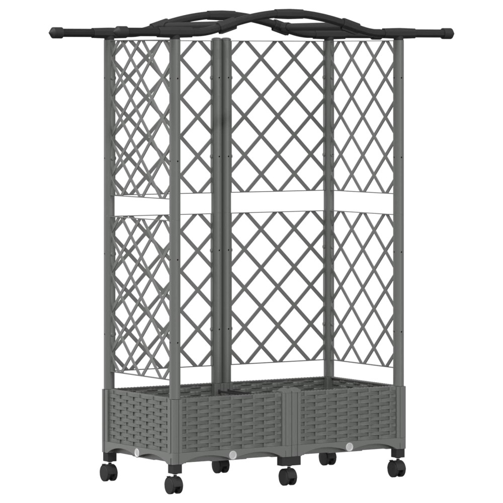 Produktbild för Upphöjd Bädd med Spaljé och Tak Ljusgrå 124 x 40 x 129 cm PP