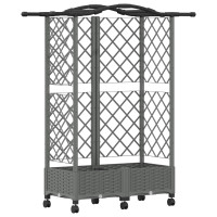 Produktbild för Upphöjd Bädd med Spaljé och Tak Ljusgrå 124 x 40 x 129 cm PP
