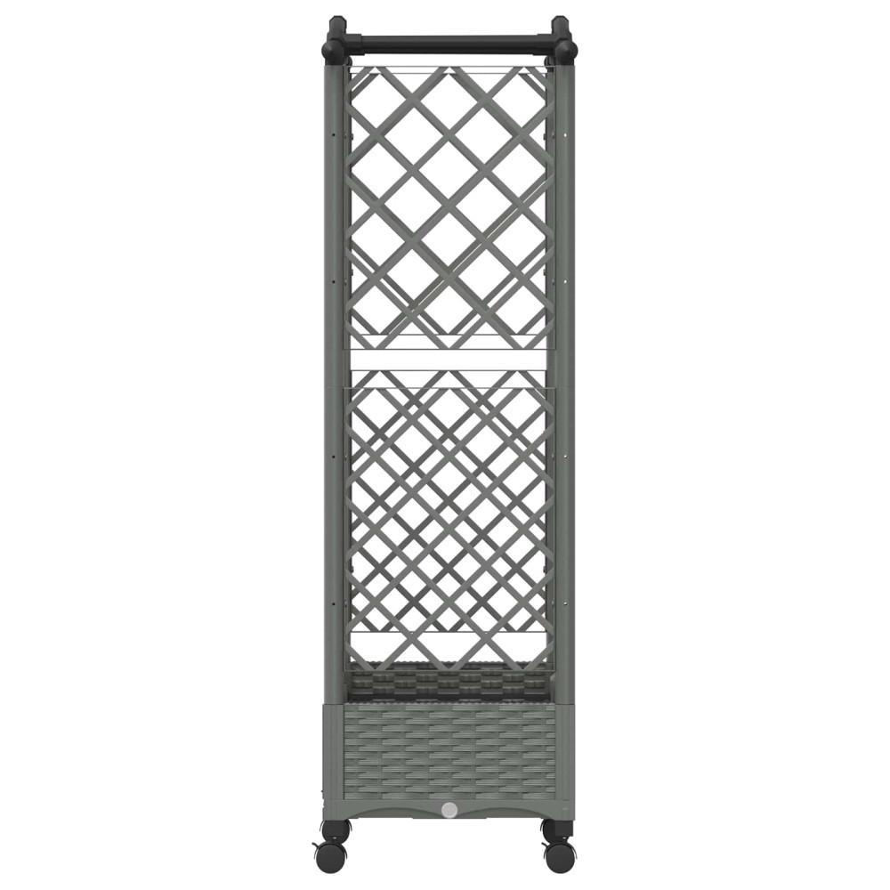 Produktbild för Upphöjd Bädd med Spaljé och Tak Ljusgrå 124 x 40 x 129 cm PP