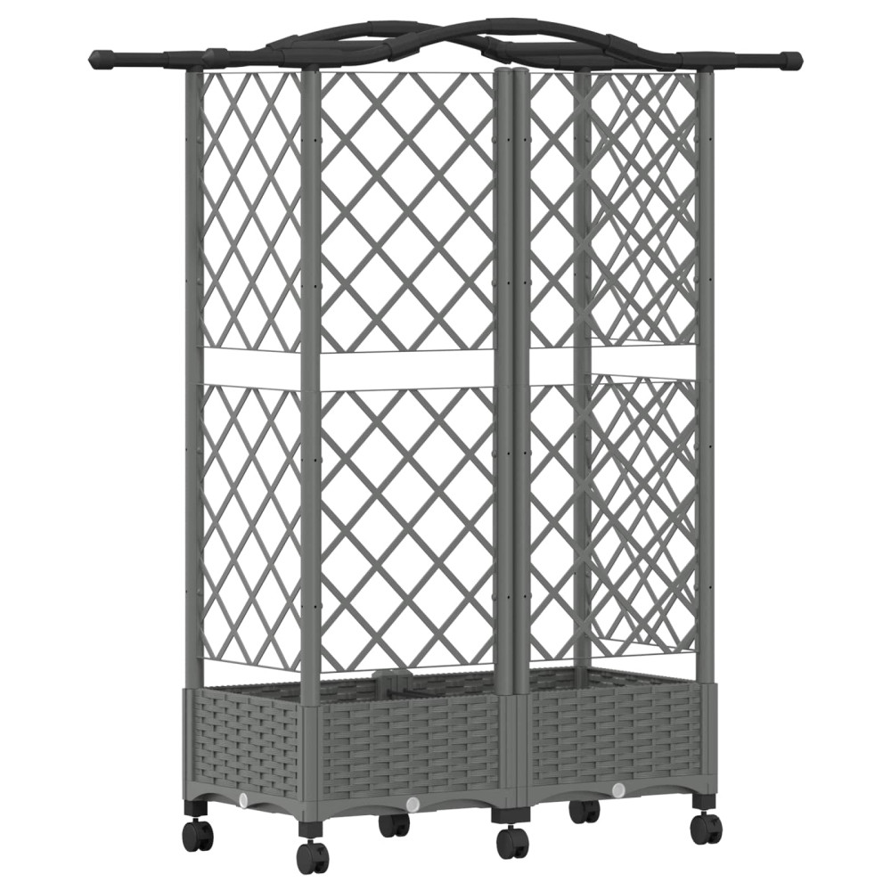 Produktbild för Upphöjd Bädd med Spaljé och Tak Ljusgrå 124 x 40 x 129 cm PP