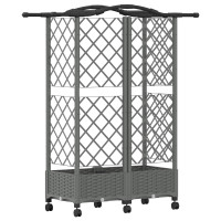 Produktbild för Upphöjd Bädd med Spaljé och Tak Ljusgrå 124 x 40 x 129 cm PP