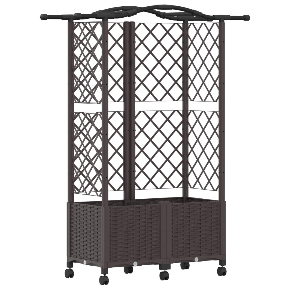 Produktbild för Upphöjd Bädd med Spaljé och Tak Brun 122 x 40 x 144 cm PP