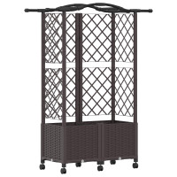 Produktbild för Upphöjd Bädd med Spaljé och Tak Brun 122 x 40 x 144 cm PP