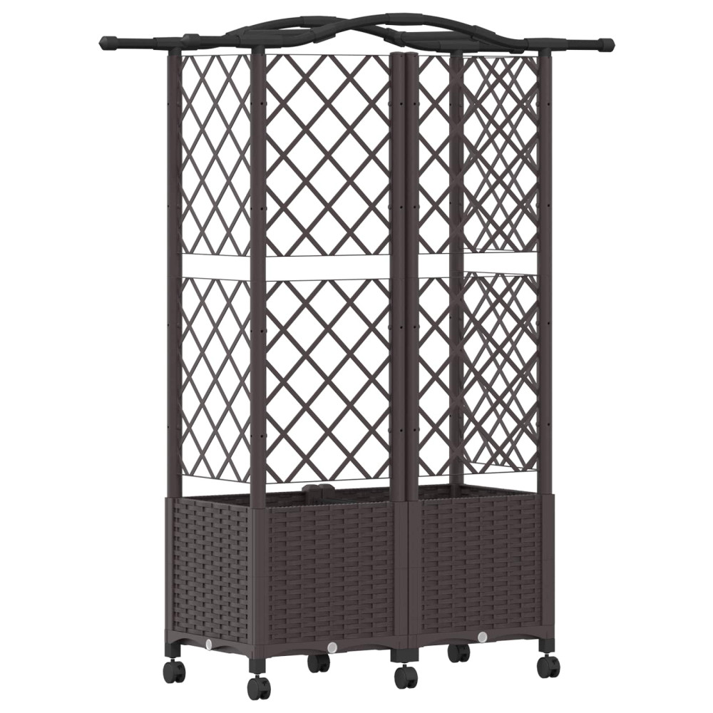 Produktbild för Upphöjd Bädd med Spaljé och Tak Brun 122 x 40 x 144 cm PP