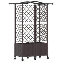 Produktbild för Upphöjd Bädd med Spaljé och Tak Brun 122 x 40 x 144 cm PP