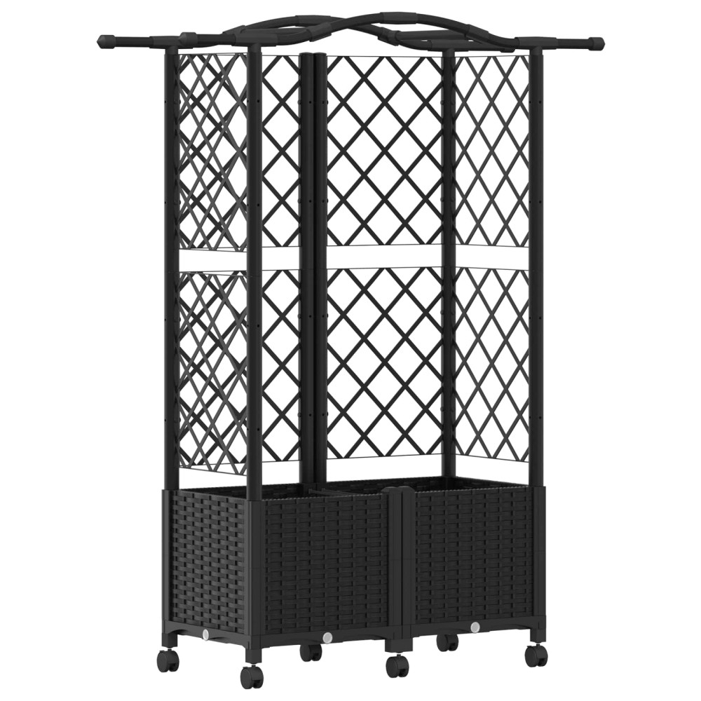 Produktbild för Upphöjd Bädd med Spaljé och Tak Svart 122 x 40 x 144 cm PP