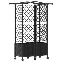 Produktbild för Upphöjd Bädd med Spaljé och Tak Svart 122 x 40 x 144 cm PP