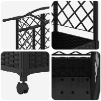 Produktbild för Upphöjd Bädd med Spaljé och Tak Svart 122 x 40 x 144 cm PP