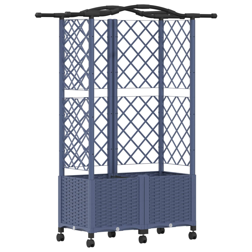 Produktbild för Upphöjd Bädd med Spaljé och Tak Grå 122 x 40 x 144 cm PP