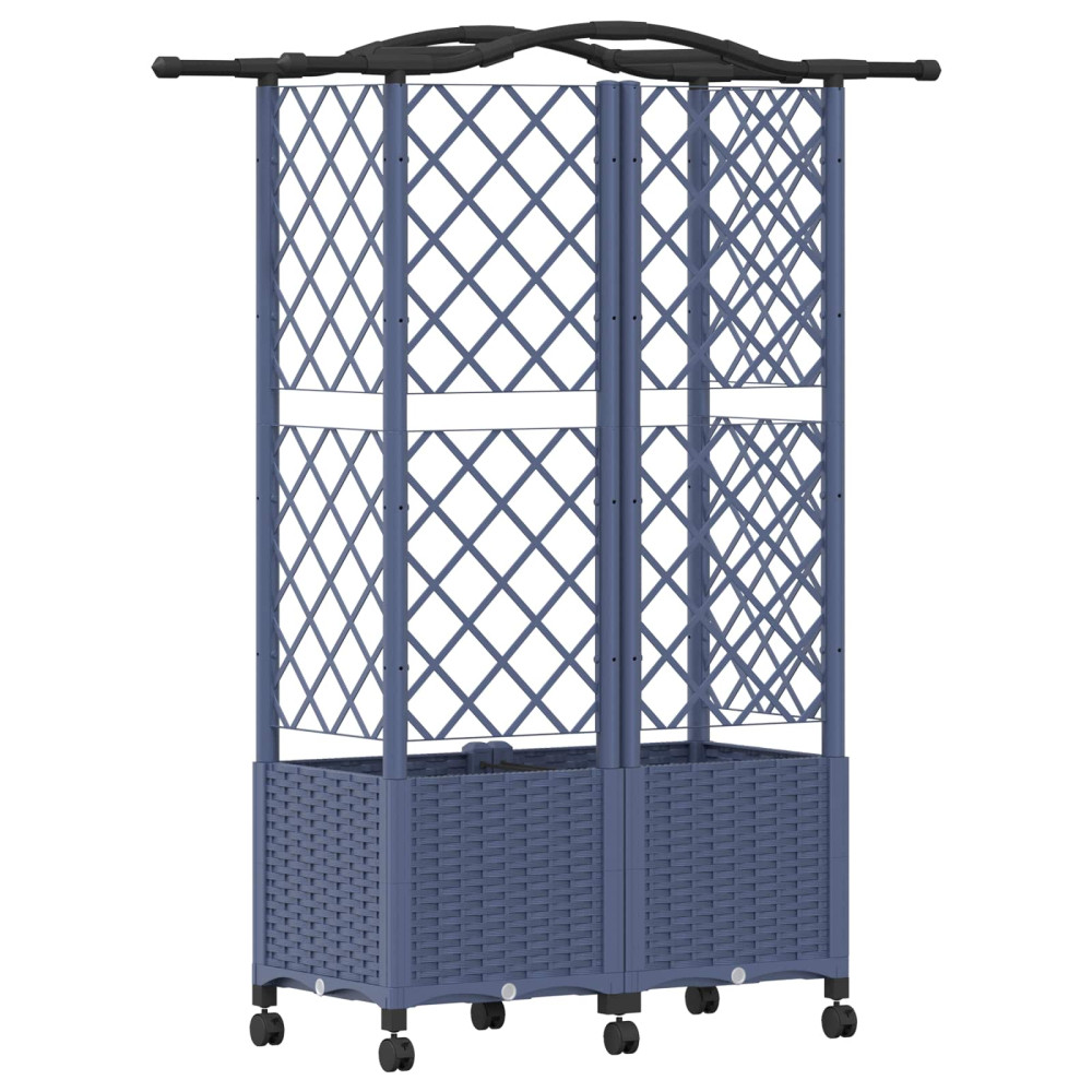Produktbild för Upphöjd Bädd med Spaljé och Tak Grå 122 x 40 x 144 cm PP