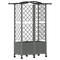 Produktbild för Upphöjd Bädd med Spaljé och Tak Ljusgrå 122 x 40 x 144 cm PP