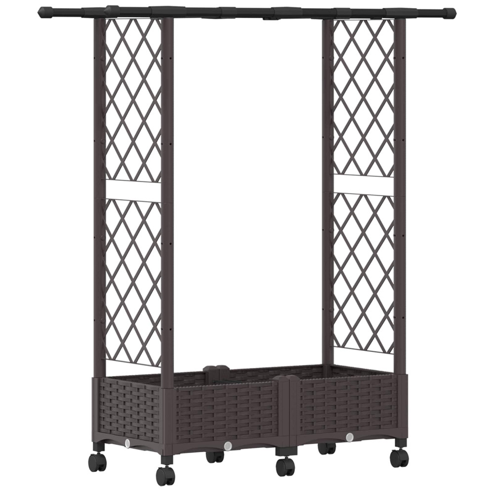 Produktbild för Upphöjd Bädd med Spaljé och Tak Brun 122,5 x 40 x 127 cm PP