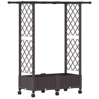 Produktbild för Upphöjd Bädd med Spaljé och Tak Brun 122,5 x 40 x 127 cm PP