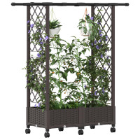 Produktbild för Upphöjd Bädd med Spaljé och Tak Brun 122,5 x 40 x 127 cm PP